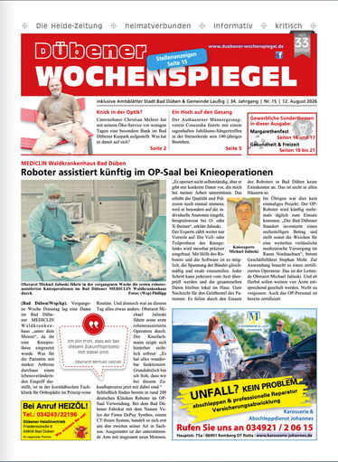 Dübener Wochenspiegel | Nr. 15 | 12. August 2026